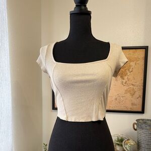 Urban Outfitters ribbed cropped square neck tee size small